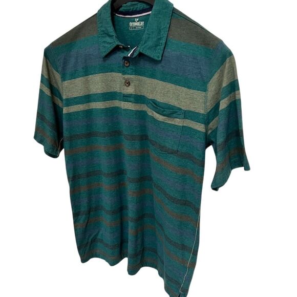 Outdoor Life‎ Men's XL Green Striped Short Sleeve Polo Shirt - Picture 1 of 5
